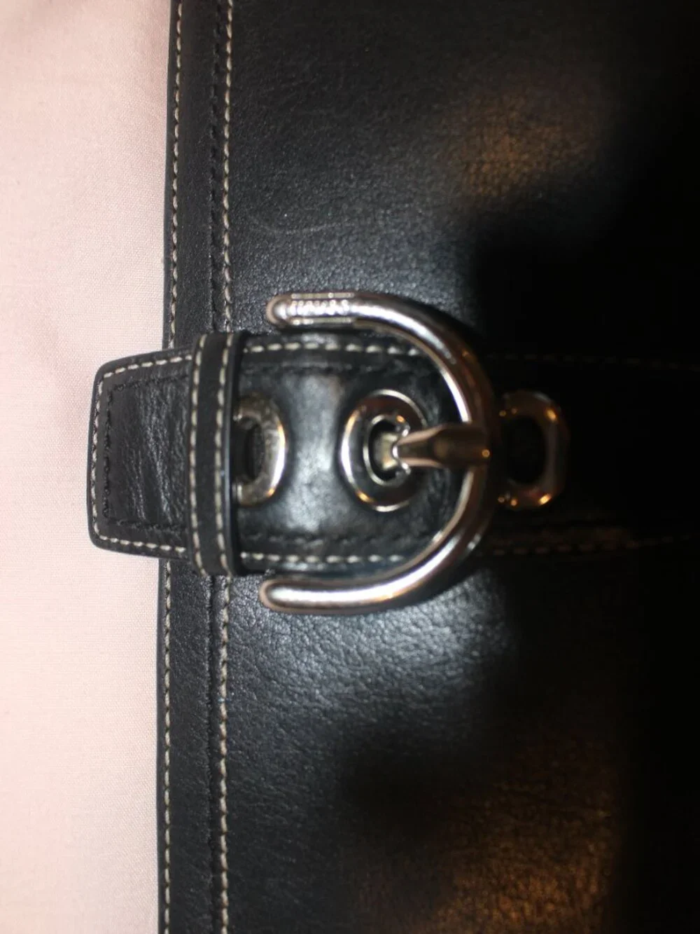 Vintage Coach Soho Black Leather Buckle Long Wallet Y2K Silver Hardware